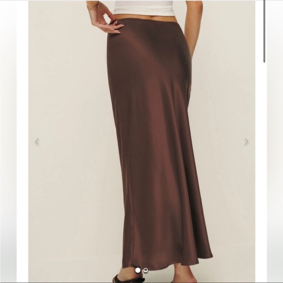 Reformation Layla Silk Skirt cafe